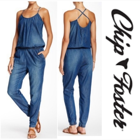 EXCLUSIVE CHIP FOSTER Denim Jumpsuit - Picture 1 of 7